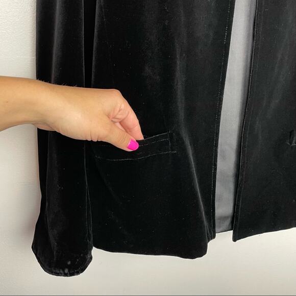 Vintage Black Velvet Blazer Jacket Small 1980s - Picture 4 of 10